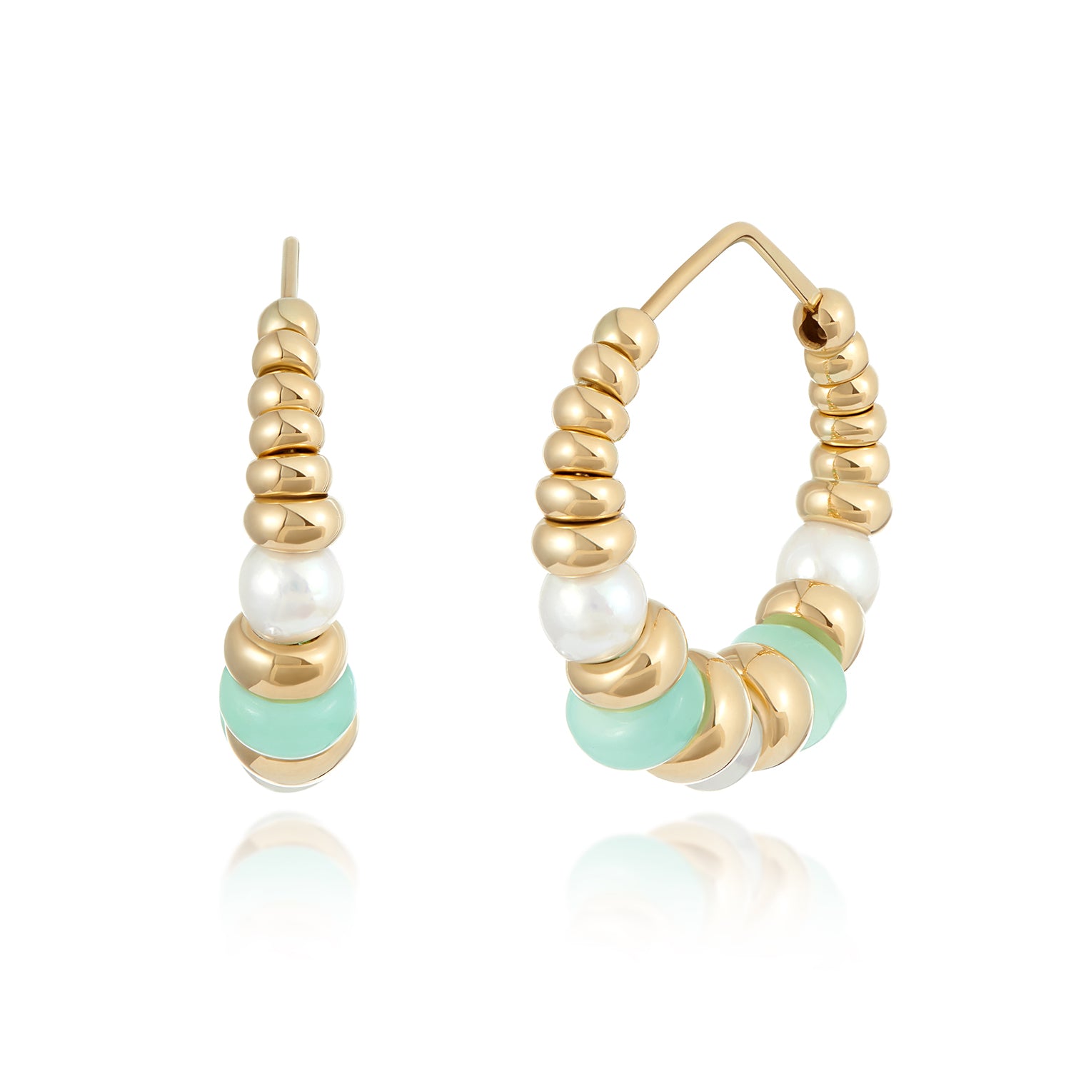 Mermaid: Chrysoprase & Pearl Hoop Earrings - Minka Jewels
