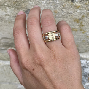 3 Band: Yellow Sapphire & Diamond Ring - Minka Jewels