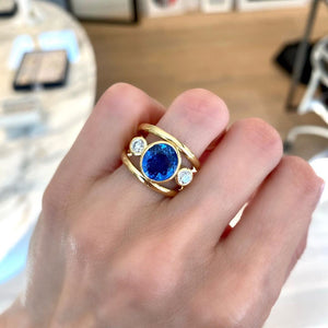 3 Band: Sapphire & Diamond Ring - Minka Jewels