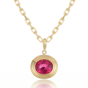 Athena: Pink Tourmaline Oval Chunky Chain Necklace - Minka Jewels