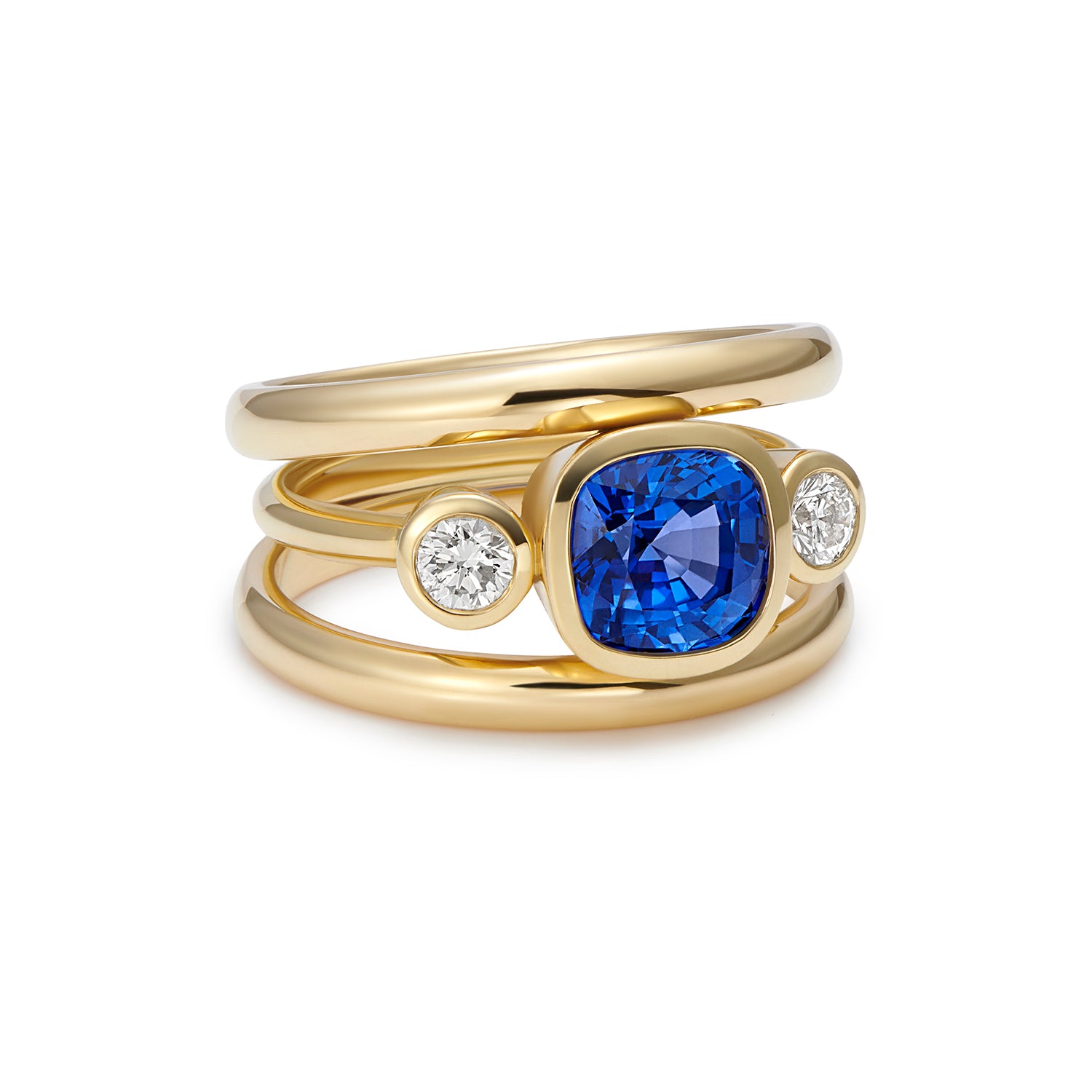 3 Band: Sapphire & Diamond Ring - Minka Jewels