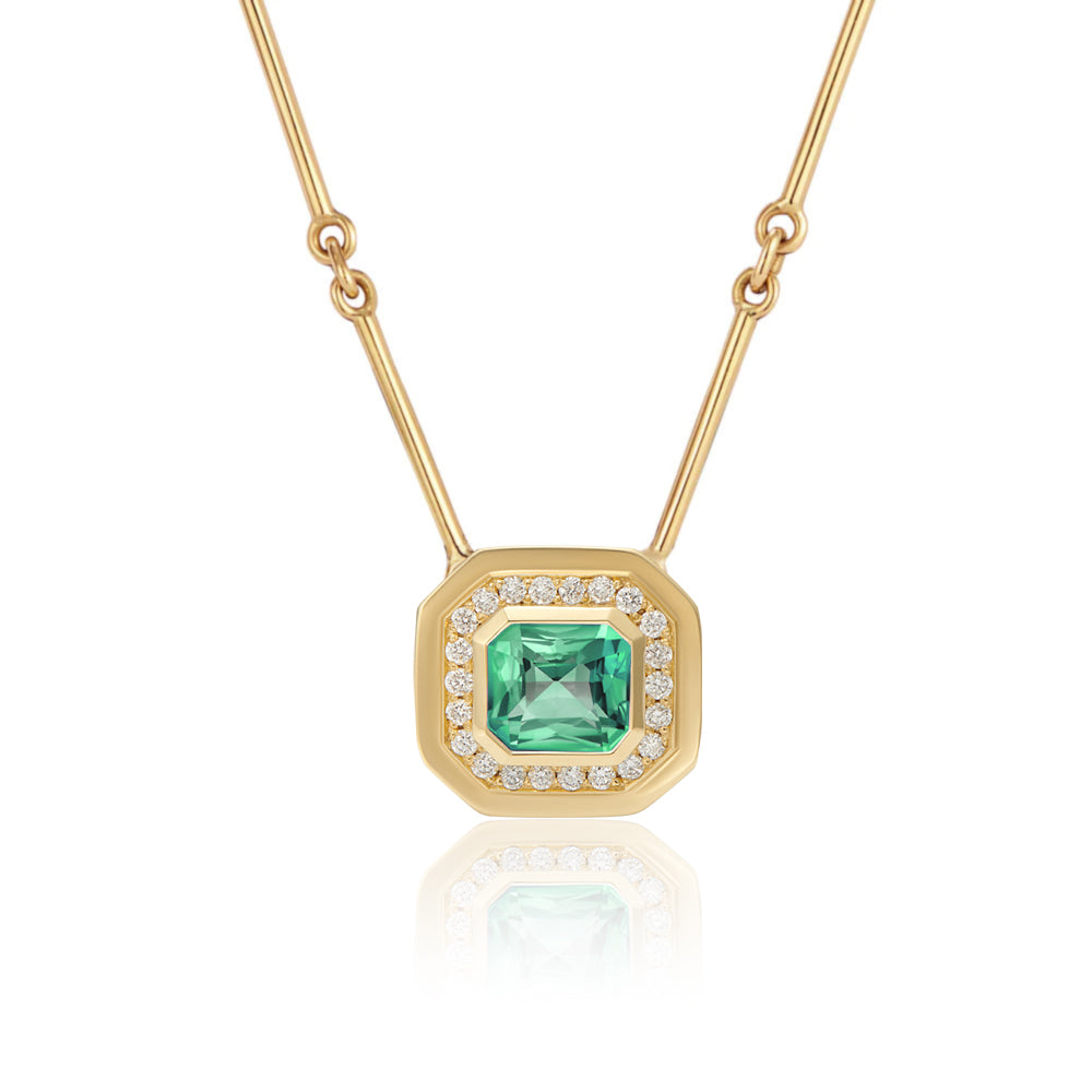 Berlin: Green Tourmaline and Diamond Necklace - Minka Jewels