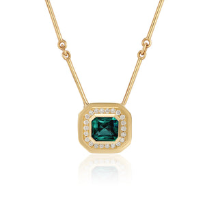 Berlin: Forest Green Tourmaline and Diamond Necklace - Minka Jewels