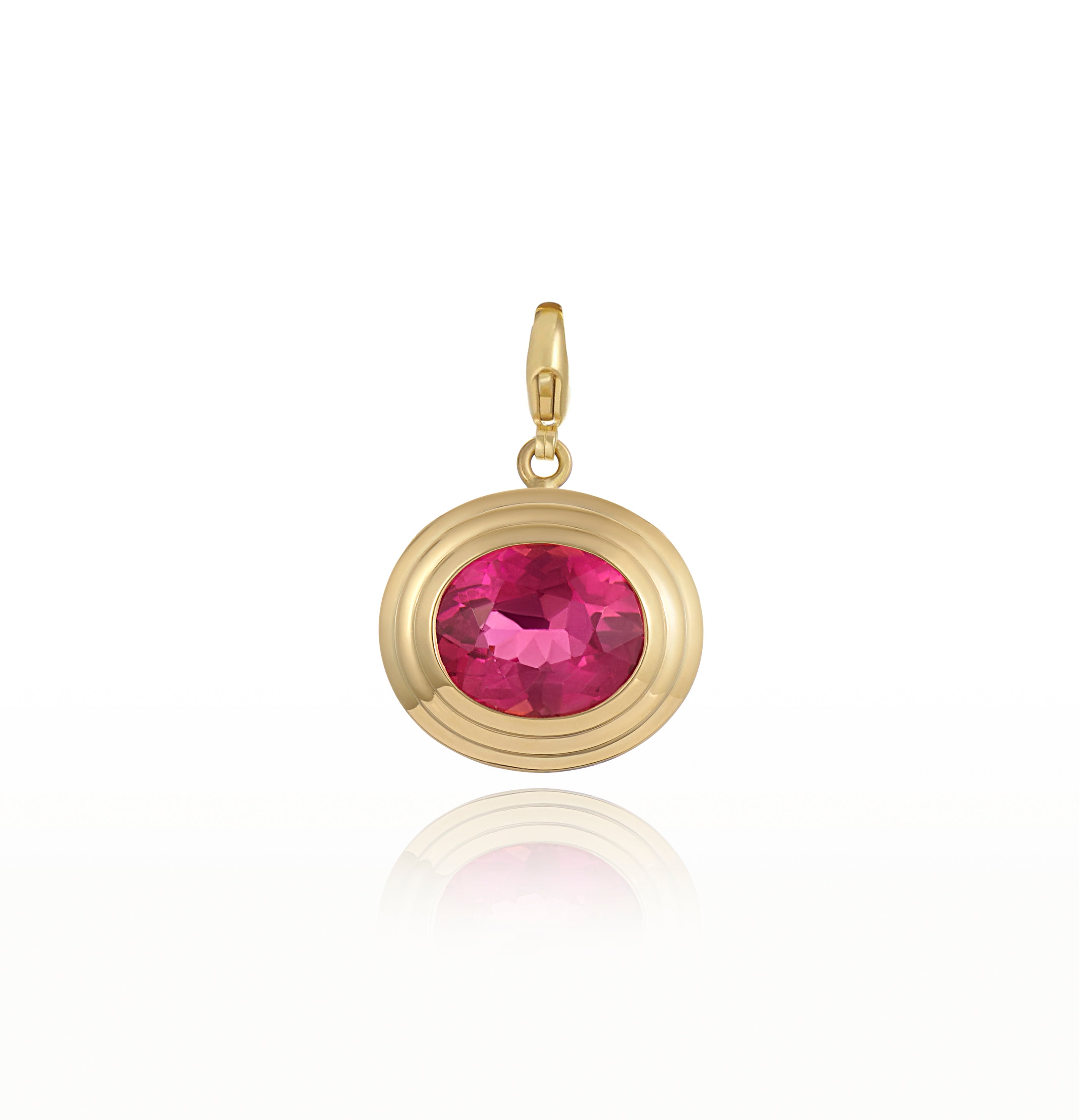 Athena: Pink Tourmaline Oval Chunky Chain Charm Pendant - Minka Jewels